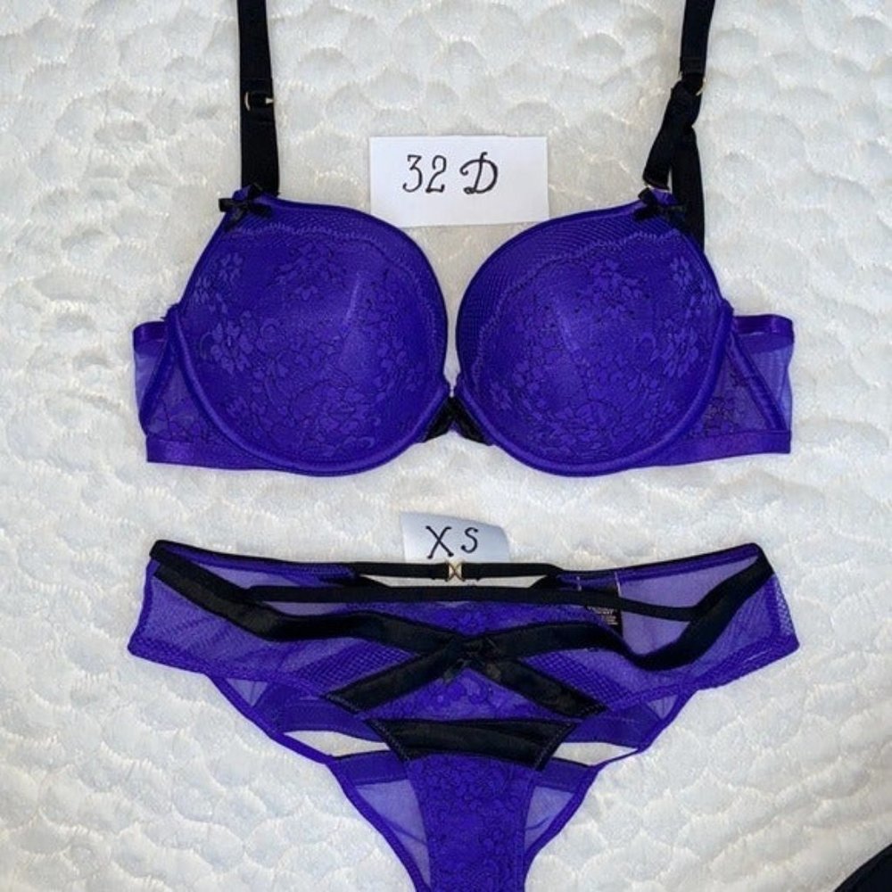 2 Pc Set Very Sexy 32D Bra+Panty XS Vintage Y2K